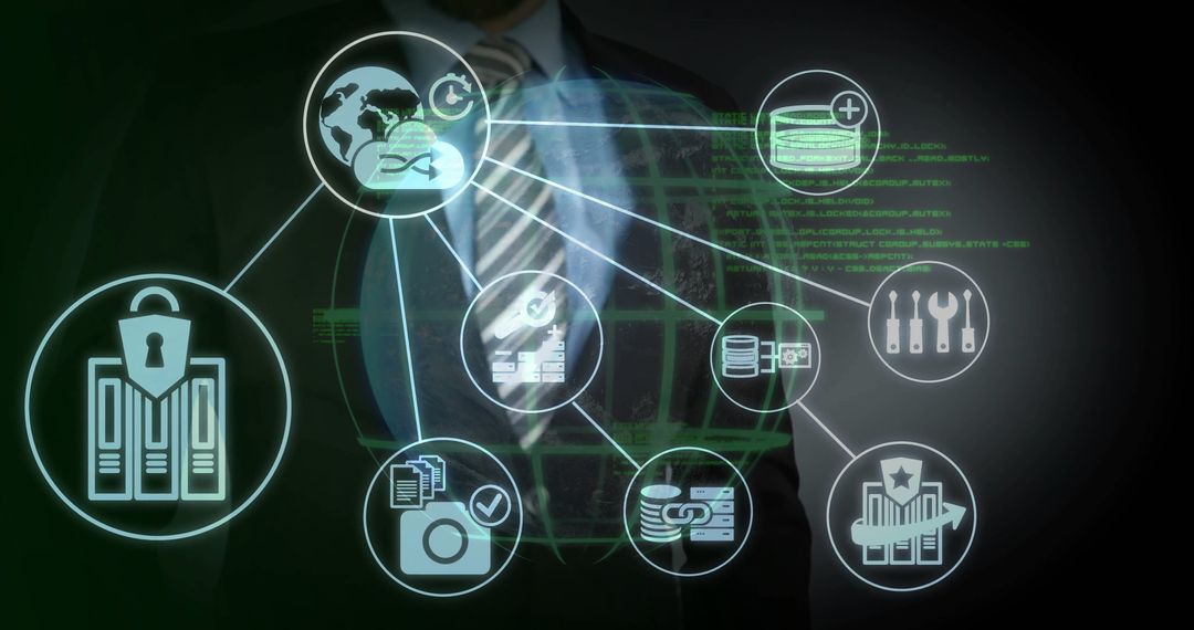 Executive Engaging with Cybersecurity and Data Analytics Interface