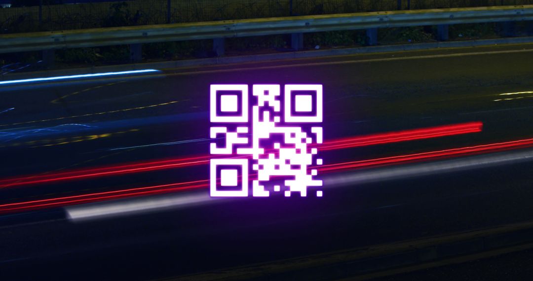 Glowing Pink QR Code with Neon Elements on Dark Background