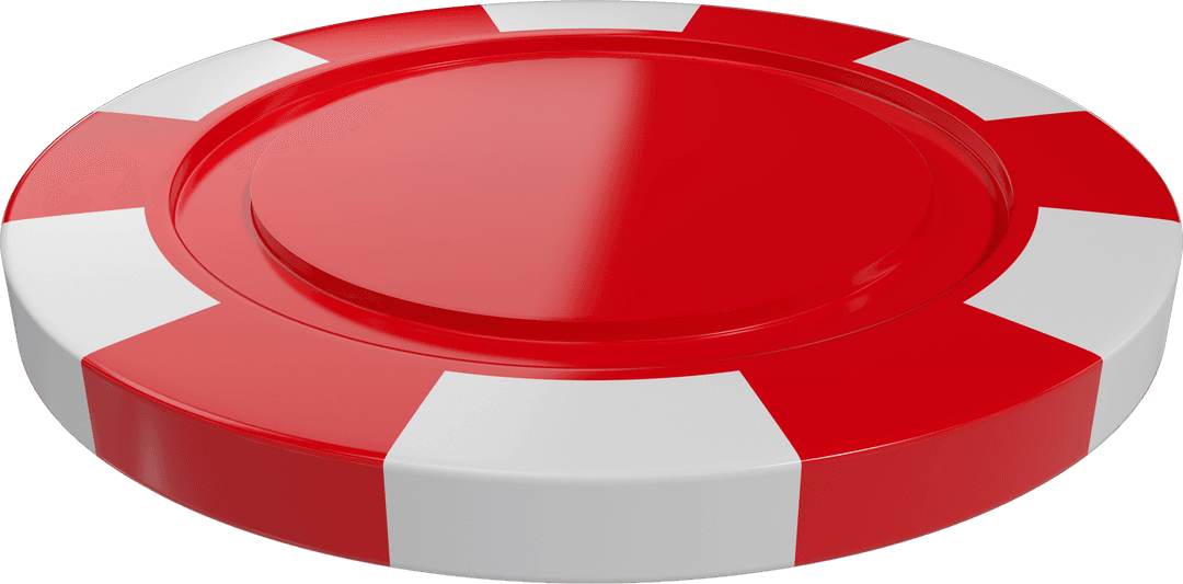 Red and White Striped Transparent Poker Chip Symbolizing Chance