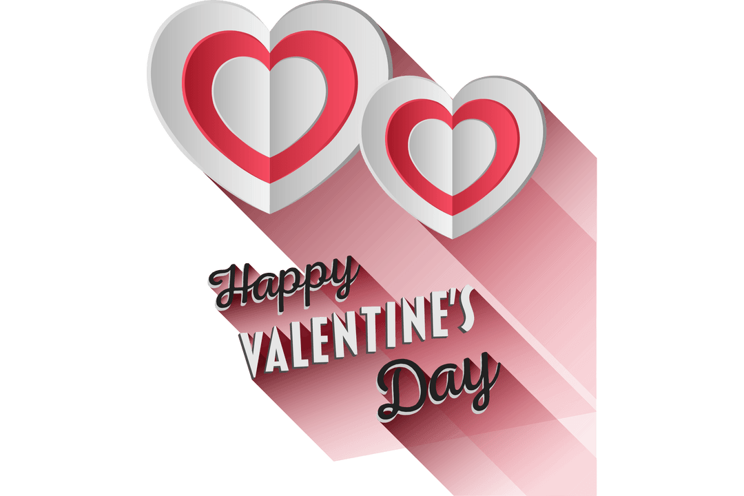Happy Valentine's Day Vector with Cute Hearts on Transparent Background
