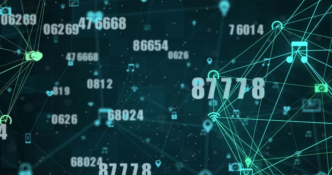 Advanced Digital Network Connection with Data Processing Icons