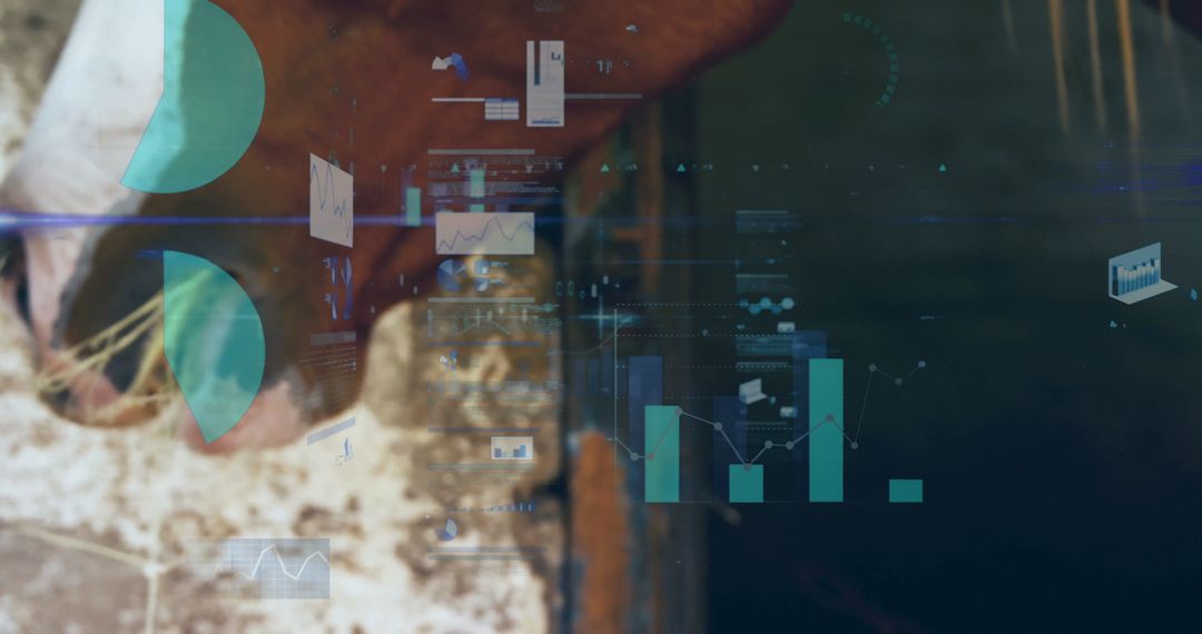 Abstract Data Visualization on Warm Blurred Backdrop