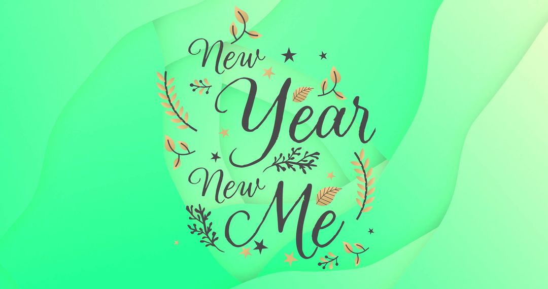 New Year New Me Motivational Hand-Lettered Design on Green Gradient