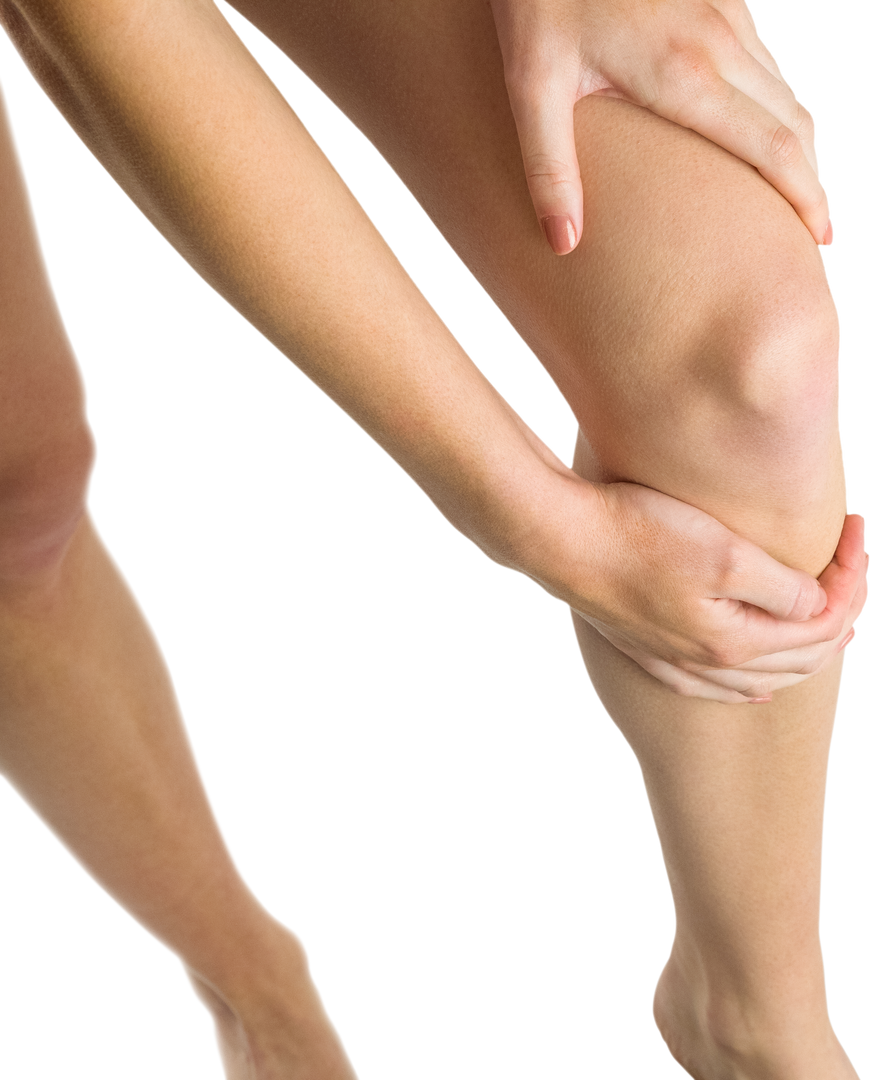 Transparent Close-up of Woman Holding Injured Knee in Pain - Download Free Stock Images Pikwizard.com