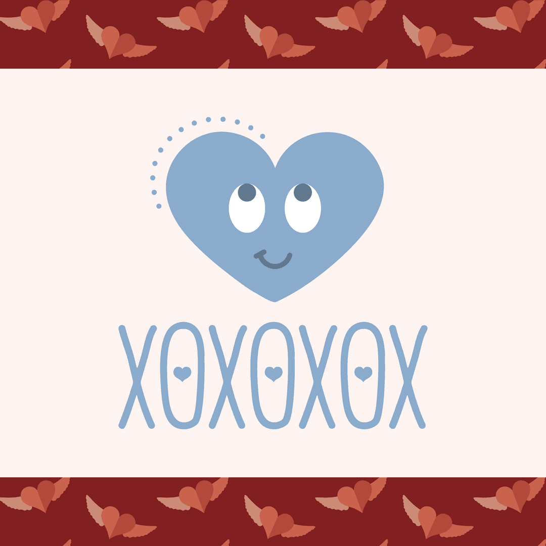 Charming Heart with Hug and Kiss Pattern on Transparent Background