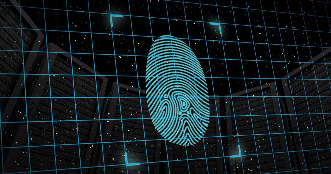 High-Tech Security with Fingerprint Scanning over Server Racks