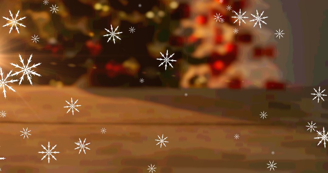 Magical Snowflakes and Festive Christmas Tree Bokeh