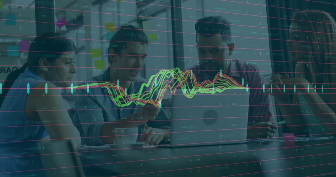 Team Collaboration with Data Visualization Overlay Meeting Room
