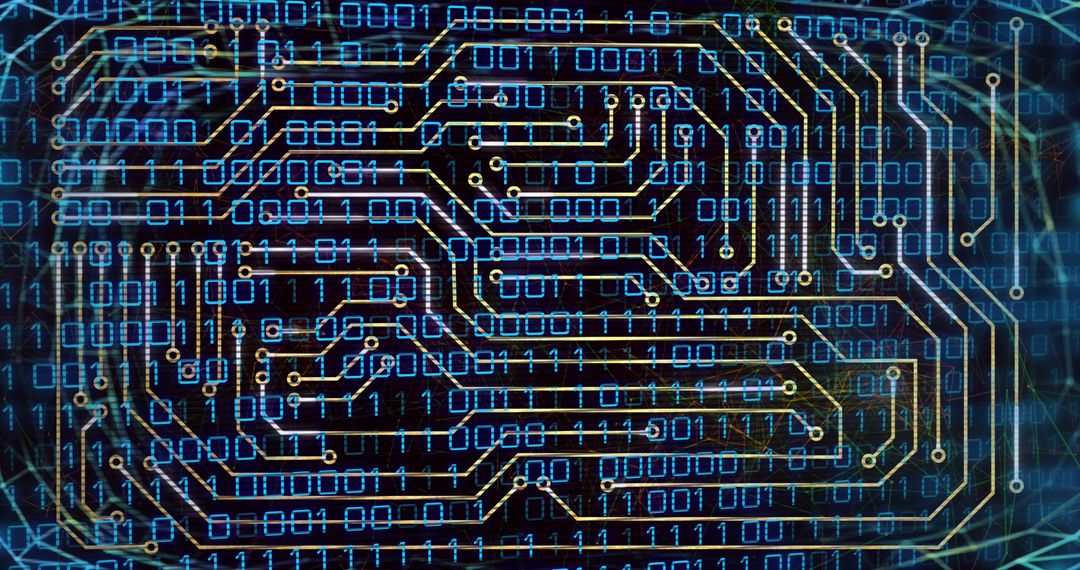 Futuristic Circuit Board with Binary Code Background - Free Images, Stock Photos and Pictures on Pikwizard.com