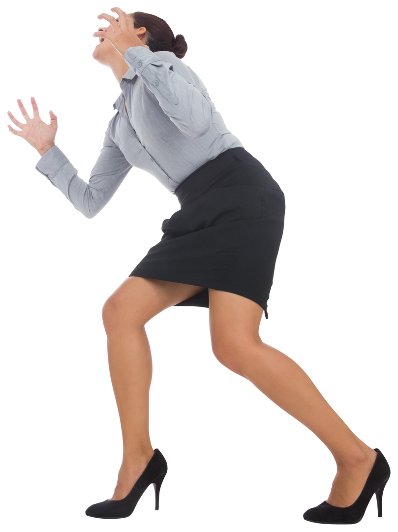 Furious Young Businesswoman Bent Over on Transparent Background - Download Free Stock Images Pikwizard.com