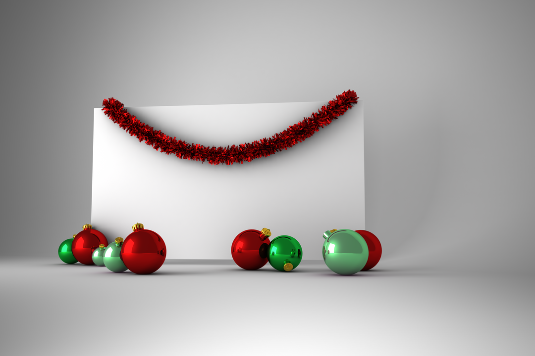 Transparent Poster with Christmas Decorations and Garland in Grey Background - Download Free Stock Images Pikwizard.com