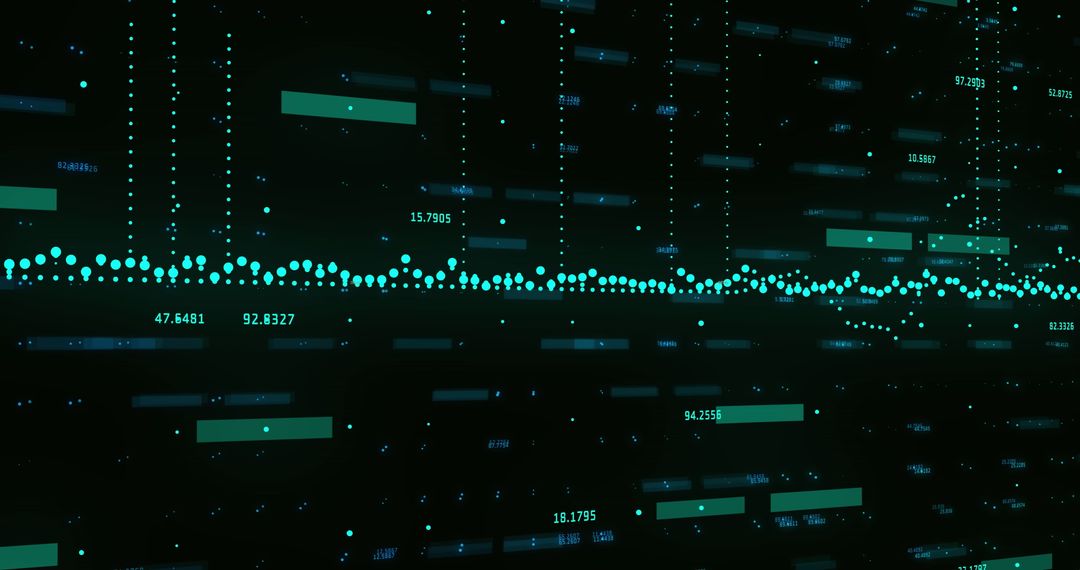 Futuristic Data Visualizations with Moving Digital Graphs on Black Background