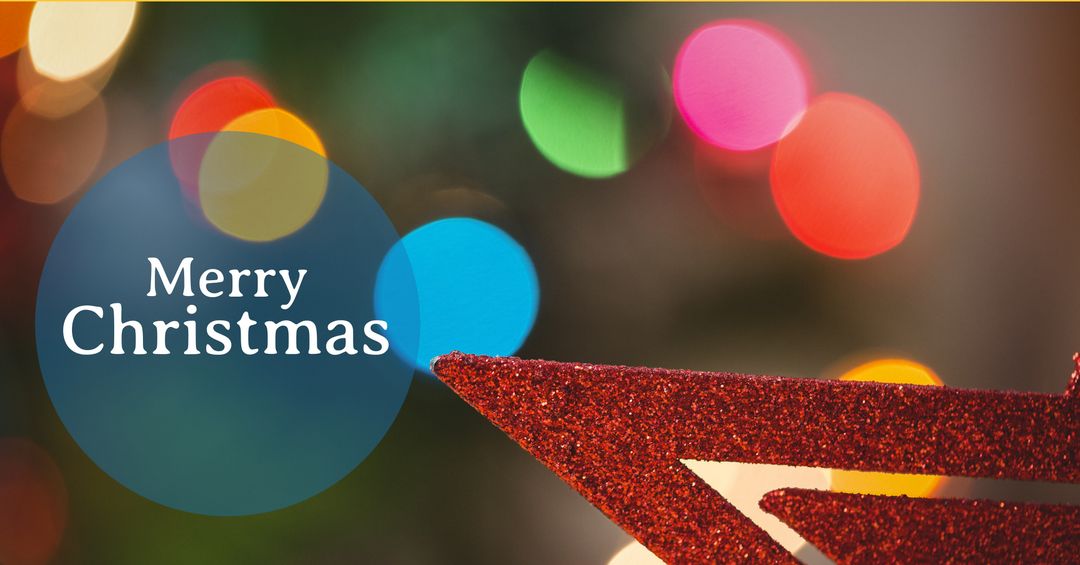 Merry Christmas with Glittery Ornament and Colorful Lights