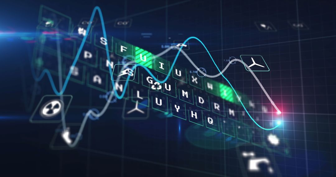 Digital Technology Interface with Data Processing and Onscreen Graphics