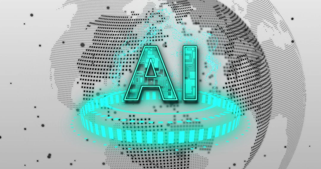 Glowing AI Letters Floating in Futuristic Digital Space