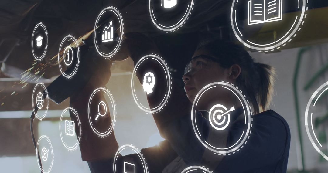 Metalworker Using Grinder in Advanced Fabrication Workshop