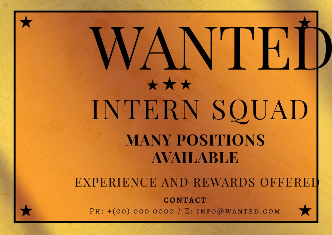 Vintage Styled Wanted Poster for Intern Recruitment - Download Free Stock Templates Pikwizard.com