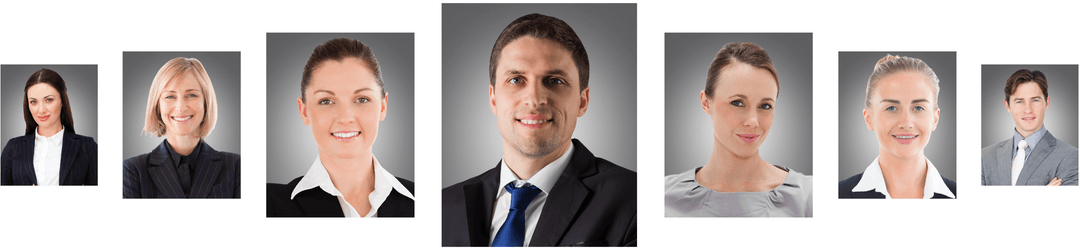 Transparent Background Corporate Portraits of Smiling Business Professionals