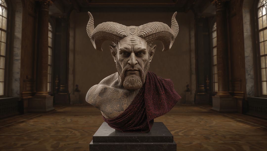Majestic Horned Bust in Opulent Gallery Setting