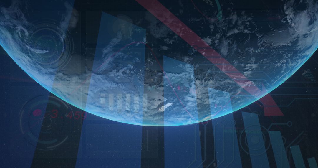 Global Financial Data Processing Overlaid on Earth View