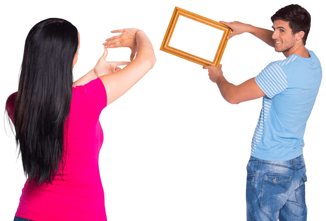 Transparent Couple Artfully Displaying Modern Decorative Frame