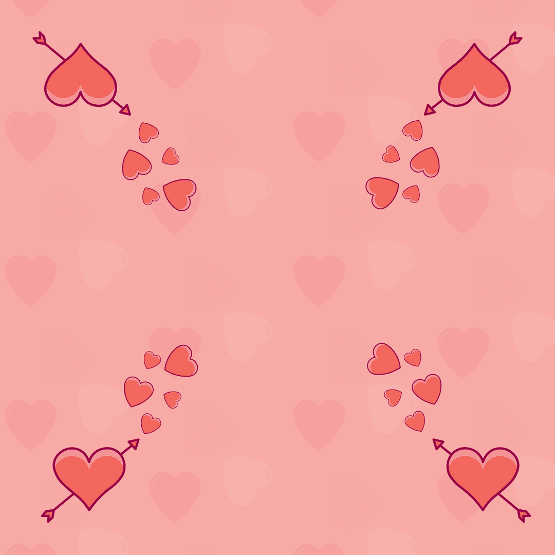 Romantic Heart and Arrow Pattern on Transparent Pink Background