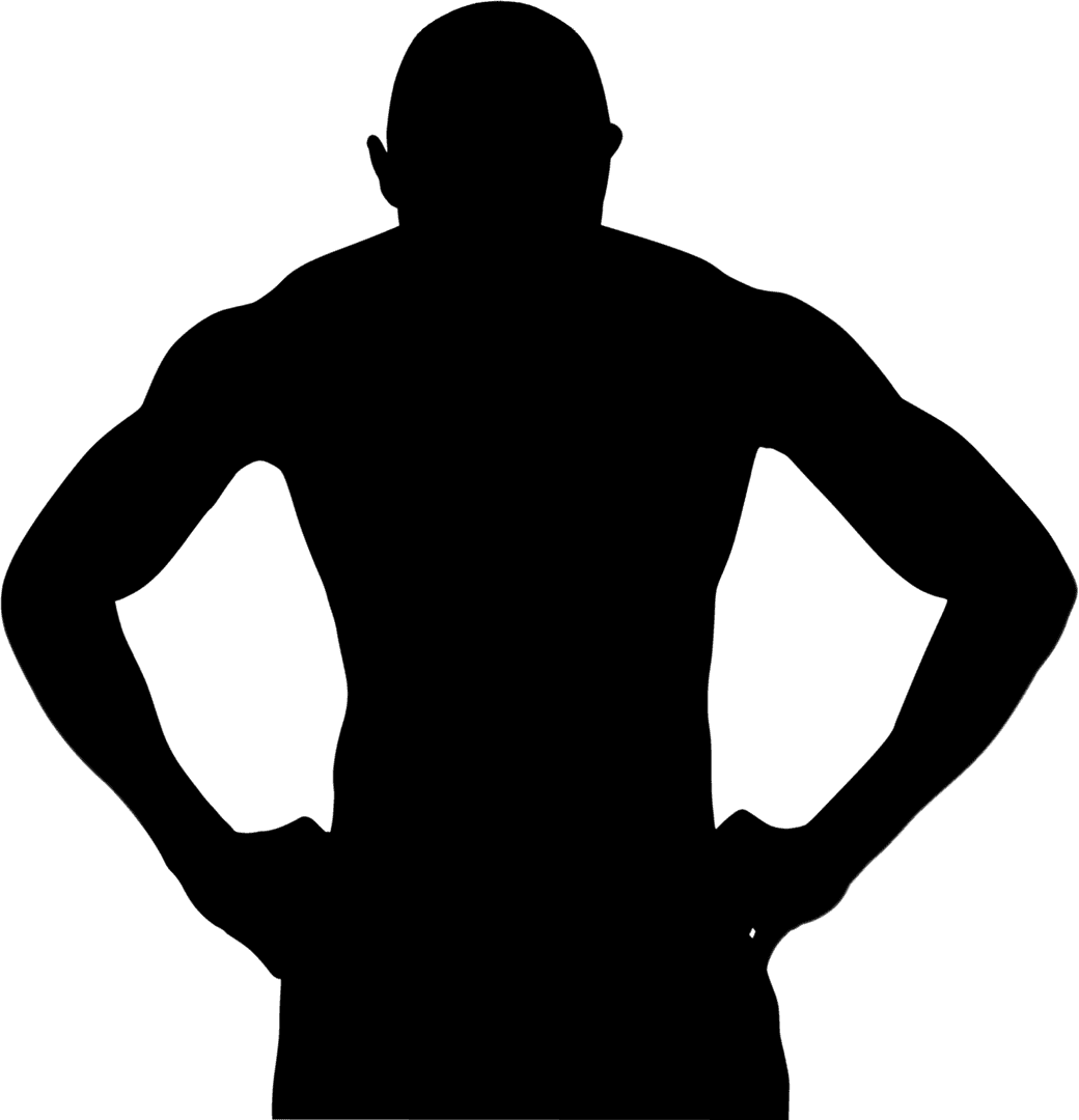 Transparent Silhouette of Athlete with Hands on Hips in Pose