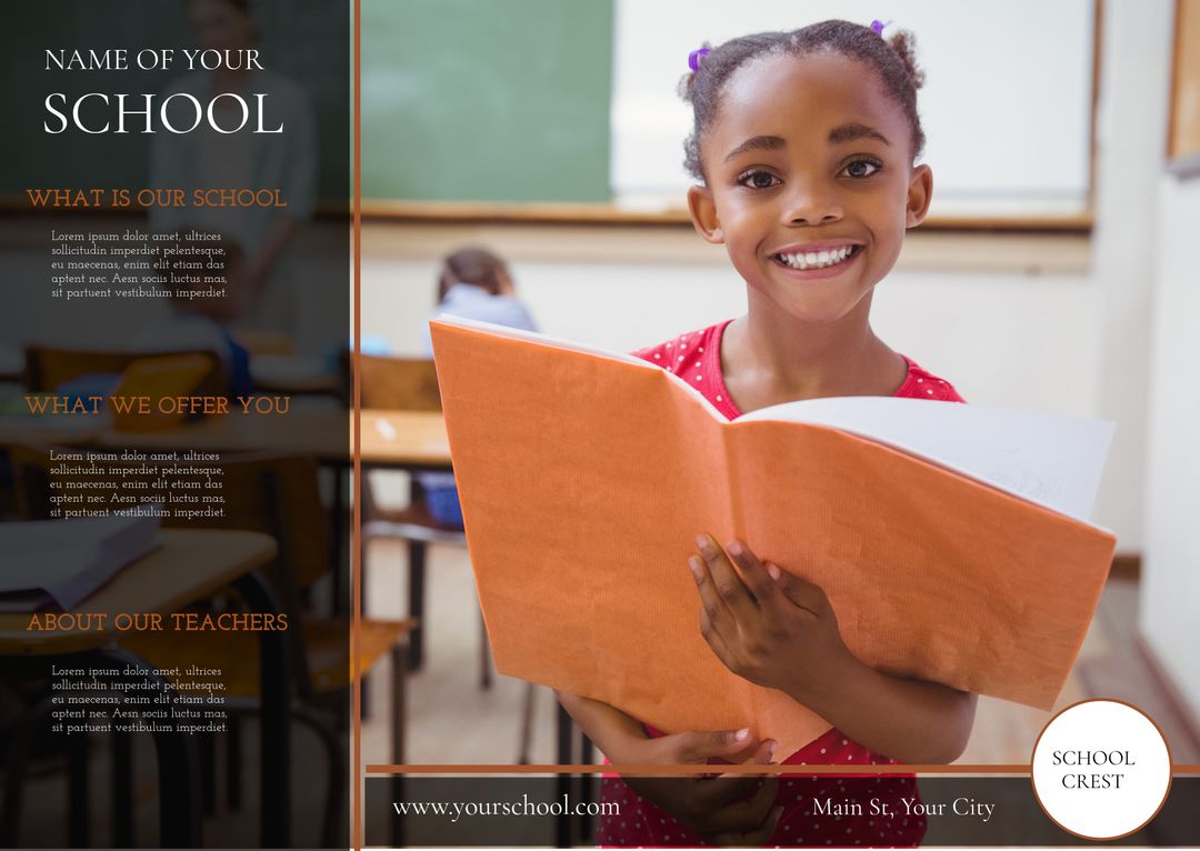 Smiling Student Reading Book in Classroom Setting