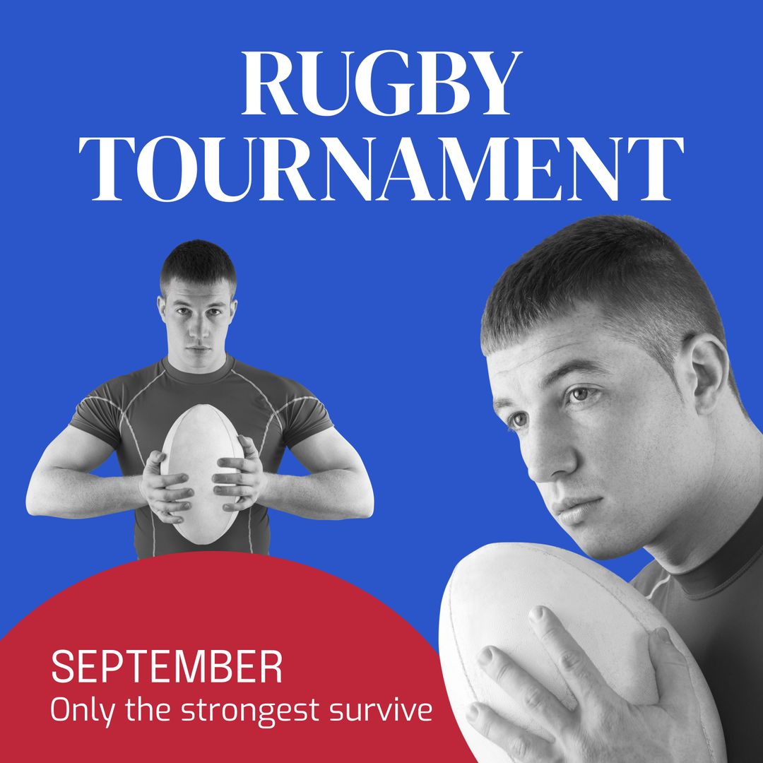 Rugby Tournament Poster Featuring Determined Rugby Player - Download Free Stock Templates Pikwizard.com