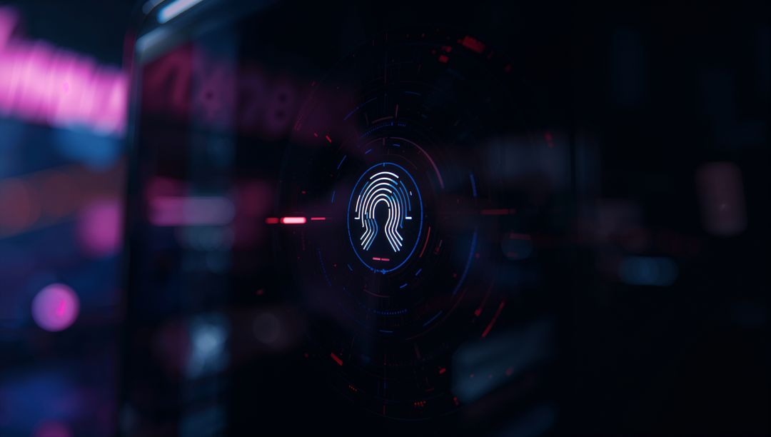 Futuristic Biometric Fingerprint Interface with Holographic Effects