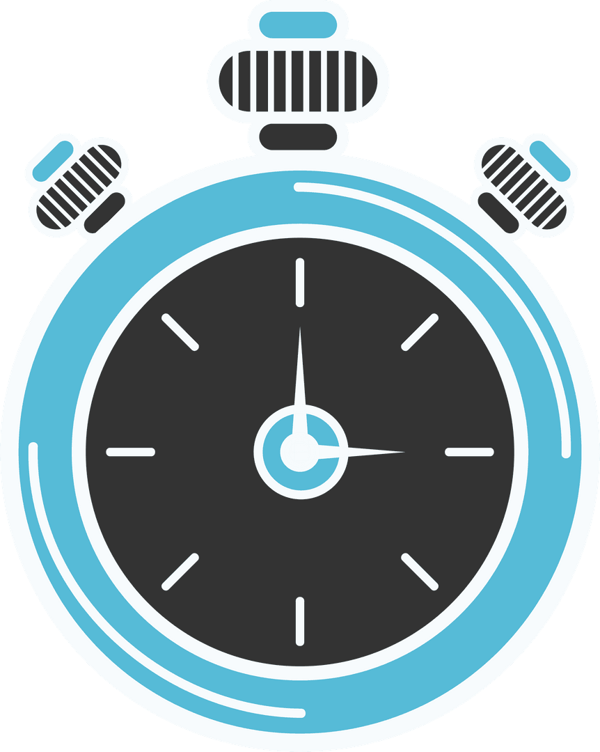 Blue Stopwatch Illustration on Transparent Background