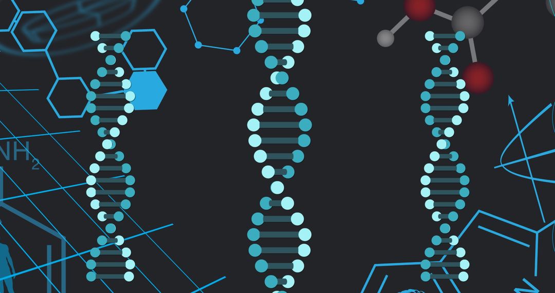 Abstract Digital DNA Strands with Scientific Data Background