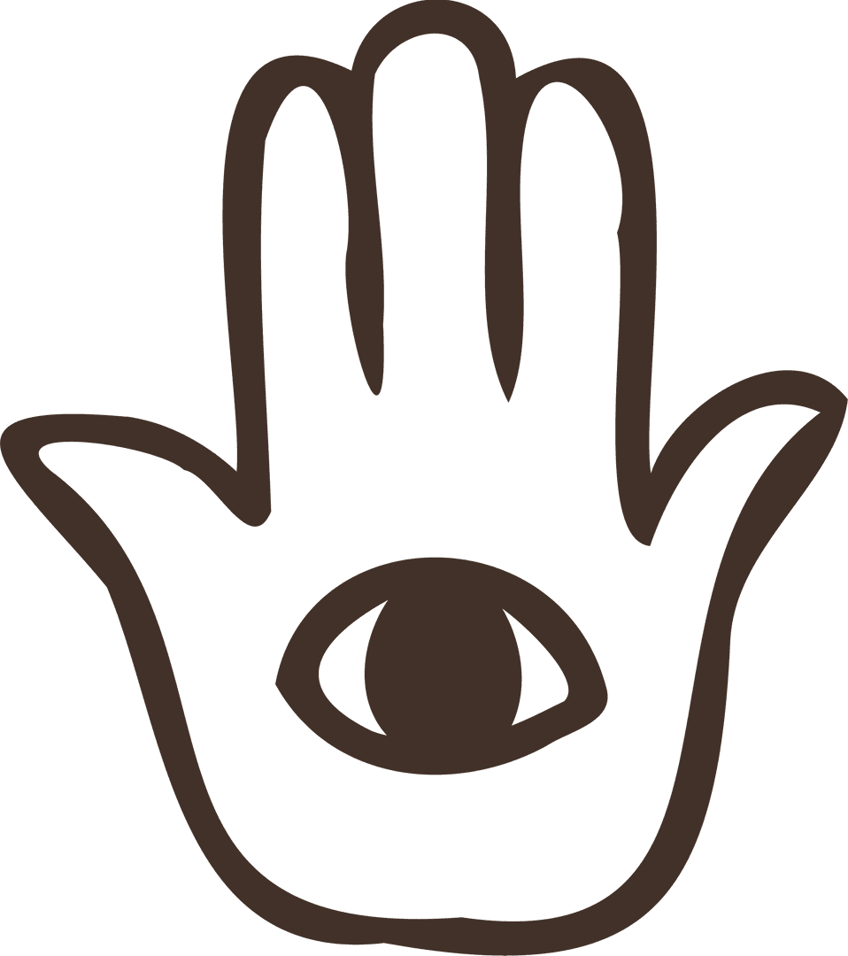 Hamsa Hand with Eye Emblem on Transparent Background