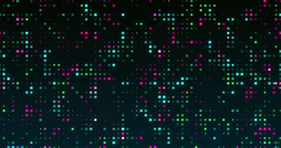 Digital Neon Pixel Pattern on Black Background