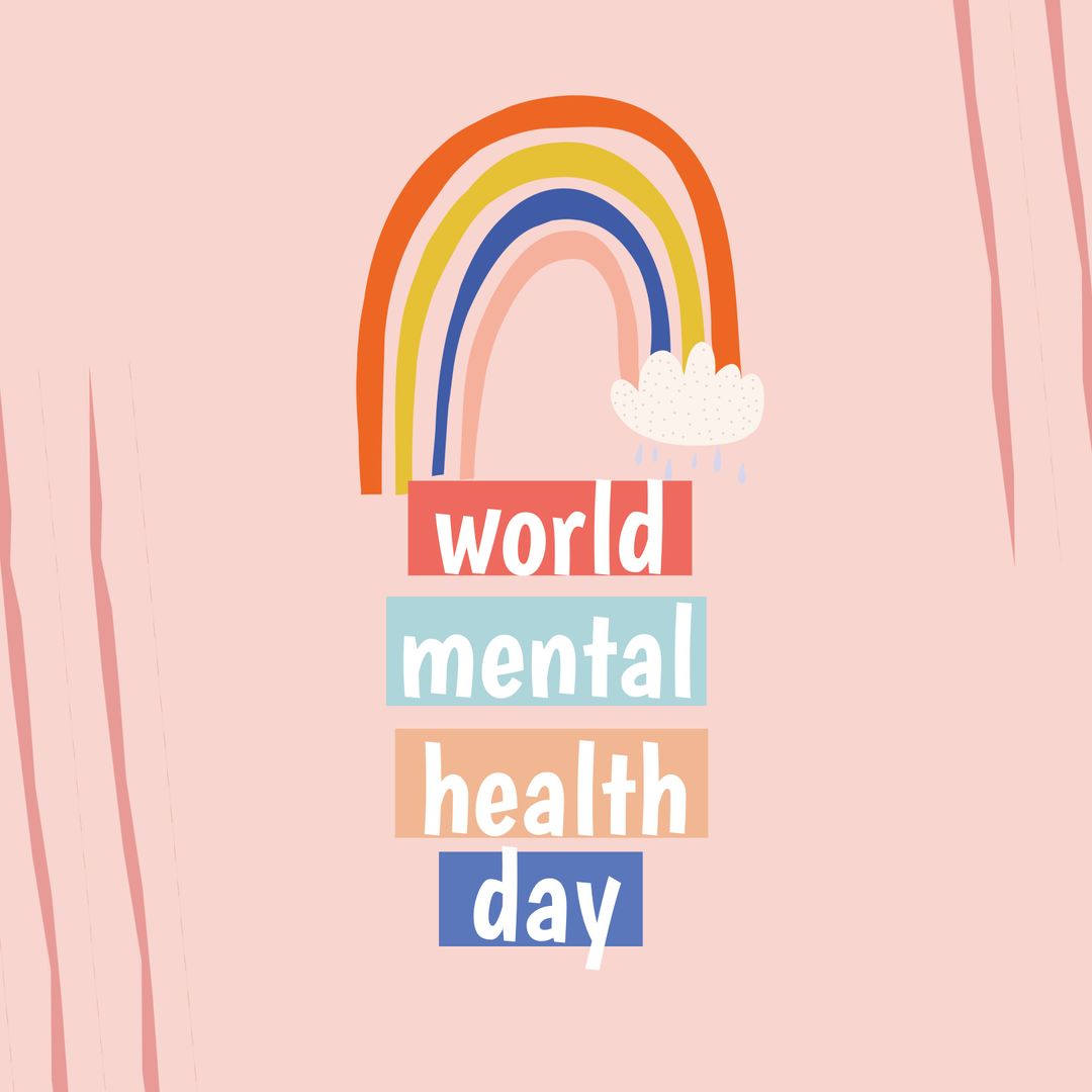 World Mental Health Day Celebration with Colorful Rainbow
