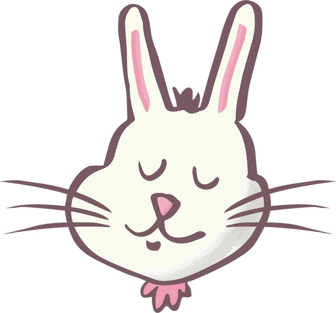 Smiling Bunny Head Illustration on Transparent Background
