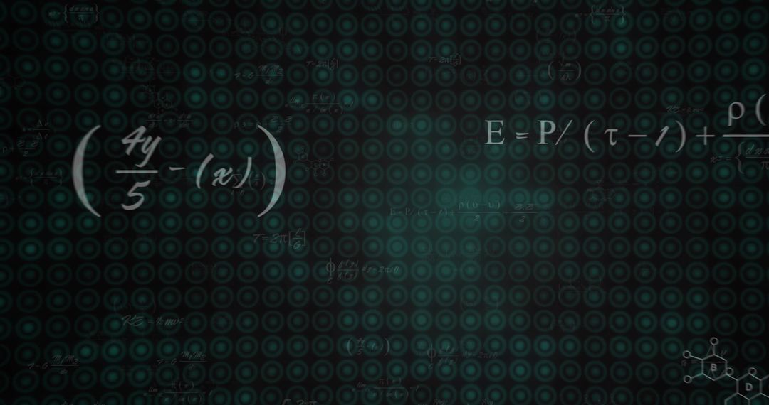 Teal Abstract Tech Background with Mathematical Equations and Chemical Formula Pattern