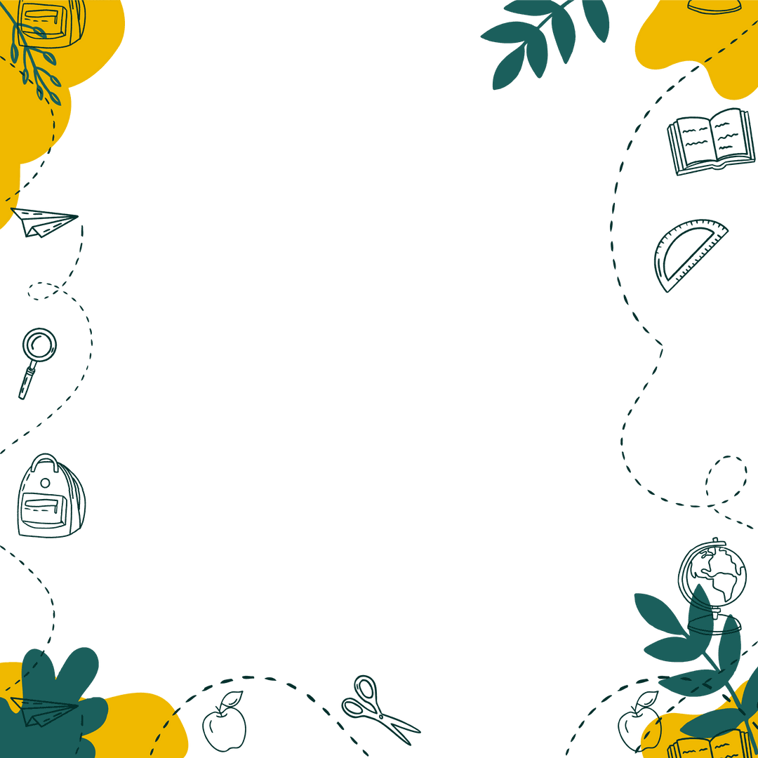 Transparent Background with Playful School Supply Frame Design