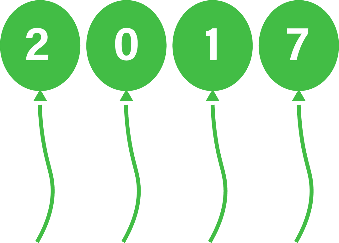Transparent Green Balloons Displaying 2017 Saved as PNG