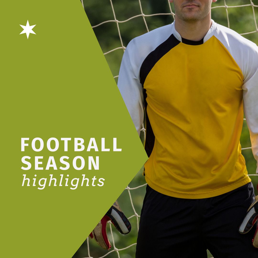 Football Season Highlights: Midsection of Goalkeeper Ready to Defend
