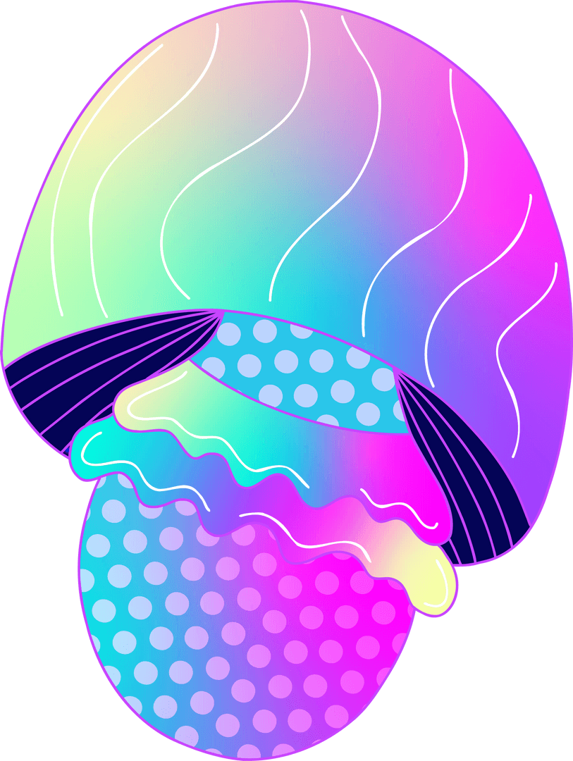 Futuristic Abstract Jellyfish with Neon Drips on Transparent Background