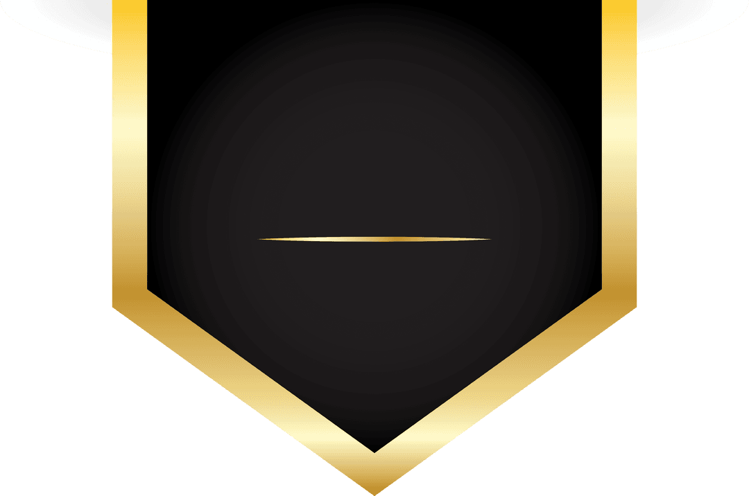 Black Badge with Golden Border and Copy Space on Transparent Background