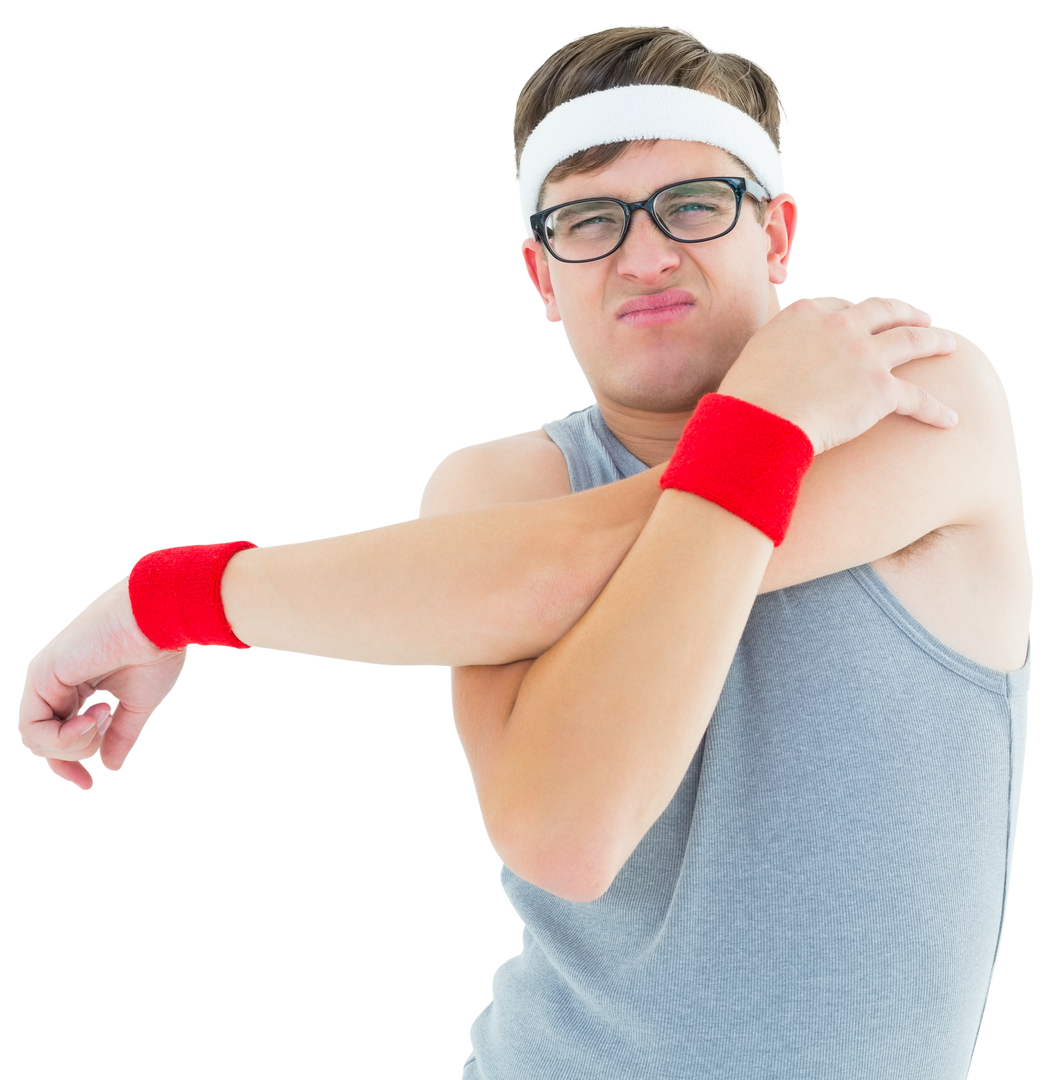 Transparent Background: Geeky Hipster in Sports Gear Stretching - Download Free Stock Images Pikwizard.com