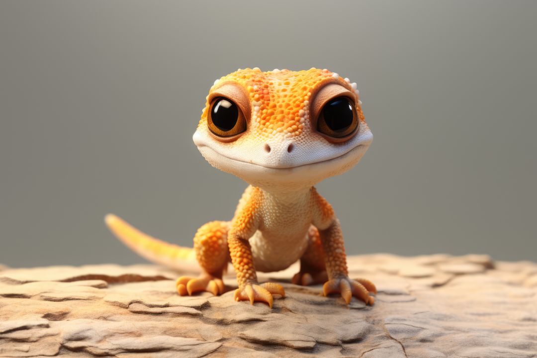 Close up of cute gecko on branch on grey background, created using generative ai technology - Free Images, Stock Photos and Pictures on Pikwizard.com