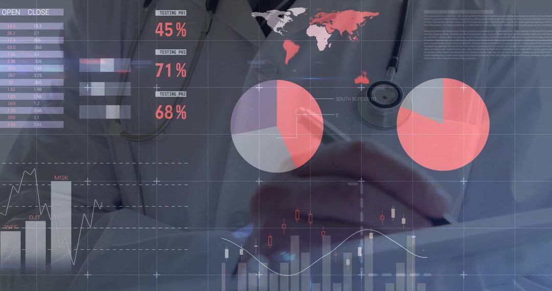 Doctor Analyzing Global Medical Data Enhanced Technology