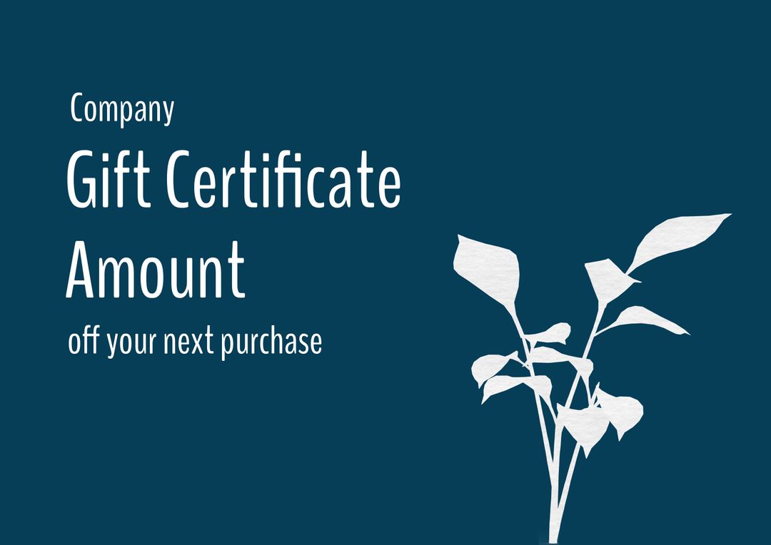 Elegant Gift Certificate with Leaf Design on Dark Blue Background - Download Free Stock Templates Pikwizard.com