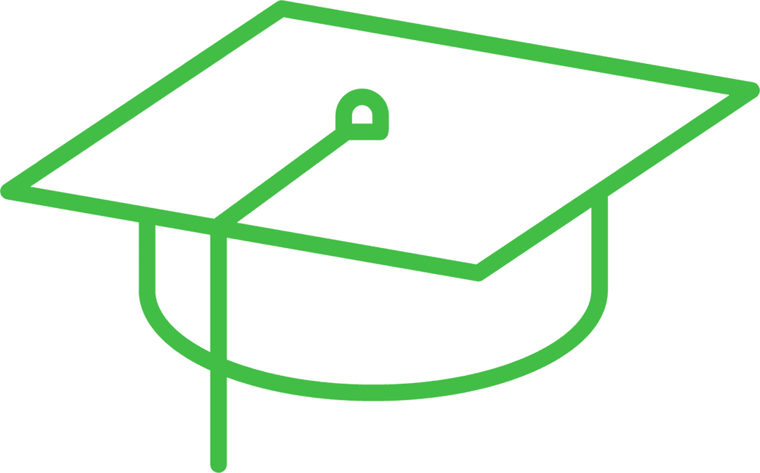 Green Graduation Cap Icon on Transparent Background