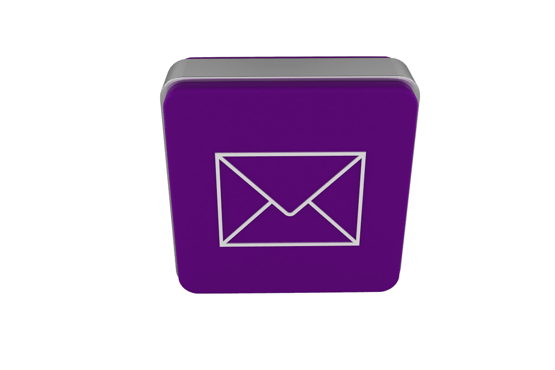 Purple Square with Envelope Icon on Transparent Background