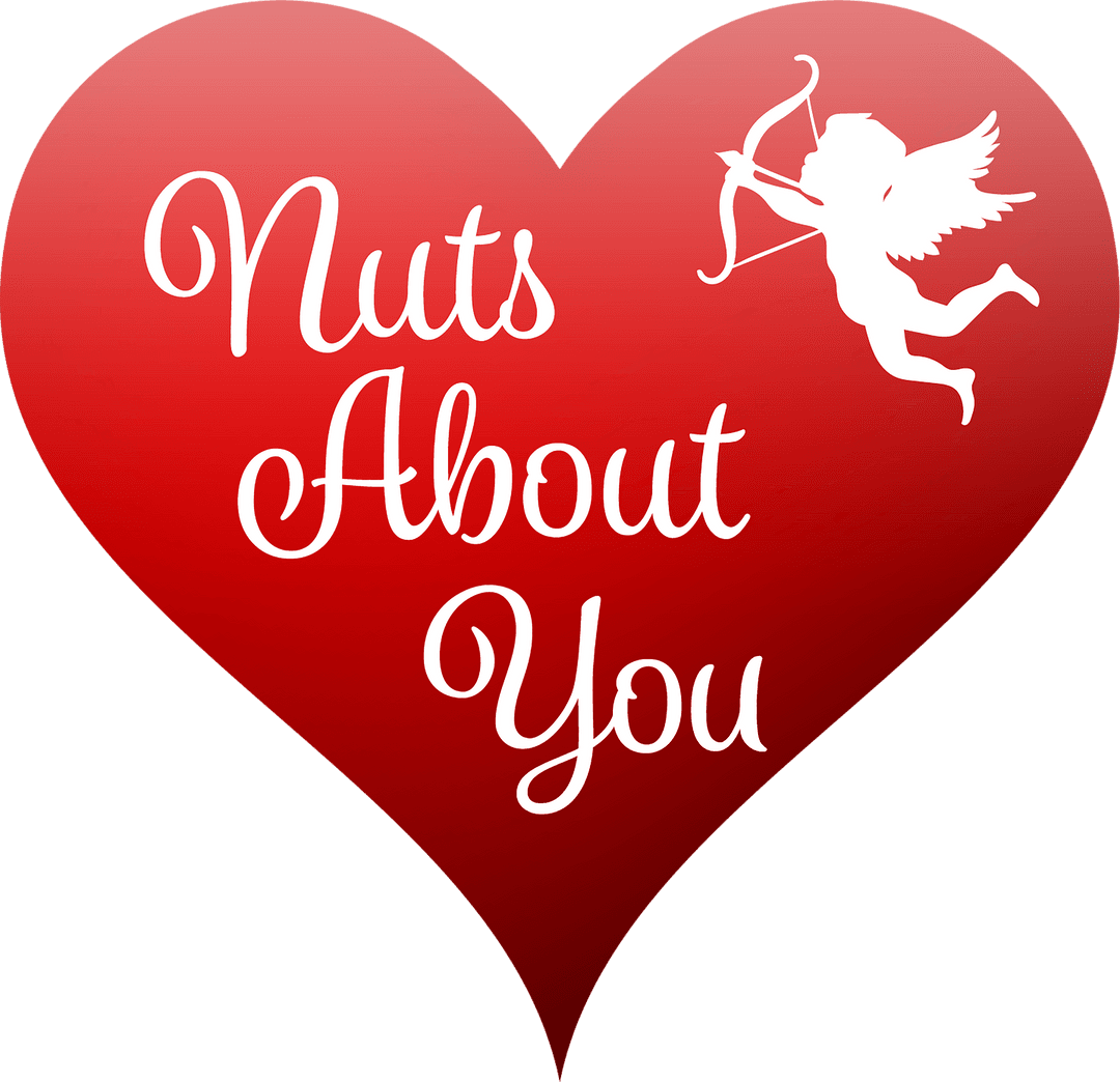 Romantic Heart Illustration with Cupid and Text on Transparent Background