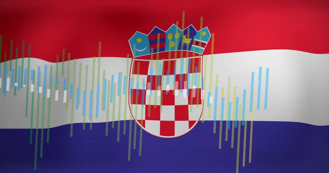 Digital Data Analytics Over Croatia Flag Visualization